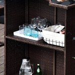 5-Piece Outdoor Rattan Bar Set with Stools