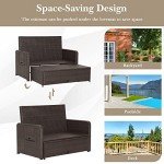 Tangkula Rattan Daybed Set with Ottoman and Cushions