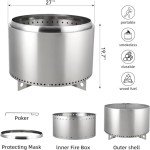 27-Inch Smokeless Stainless Steel Fire Pit