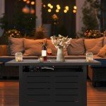 Hykolity 42" Propane Fire Pit Table with Lid