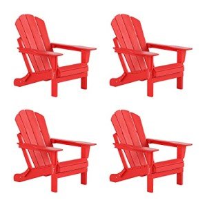 4-Piece Outdoor HDPE Adirondack Chair Set - Red