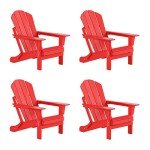 4-Piece Outdoor HDPE Adirondack Chair Set - Red