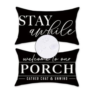 Black and White Waterproof Pillow Covers Set of 2
