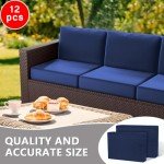 Navy Outdoor Cushion Covers Set - 12 Pieces