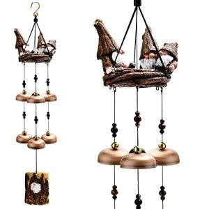 Gnome Wind Chimes with 6 Bells for Outdoors