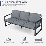 RICNOD 3-Seat Outdoor Sofa with Waterproof Cushions