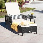HAPPYGRILL Outdoor Rattan Chaise Lounge Chair