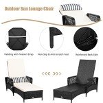HAPPYGRILL Outdoor Rattan Chaise Lounge Chair