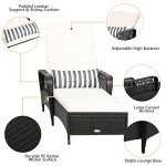 HAPPYGRILL Outdoor Rattan Chaise Lounge Chair