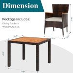 5-Piece Wicker Patio Dining Set with Cushions