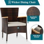5-Piece Wicker Patio Dining Set with Cushions