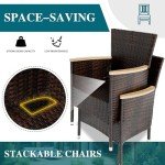 5-Piece Wicker Patio Dining Set with Cushions