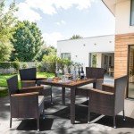 5-Piece Wicker Patio Dining Set with Cushions