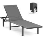 Adjustable Aluminum Patio Chaise Lounge with Wheels