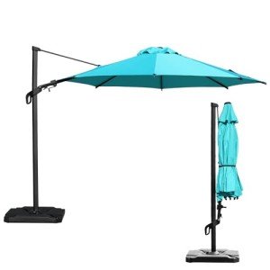 10FT Vienna Offset Patio Umbrella - Light Blue