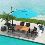 10FT Vienna Offset Patio Umbrella - Light Blue
