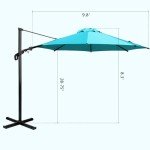 10FT Vienna Offset Patio Umbrella - Light Blue