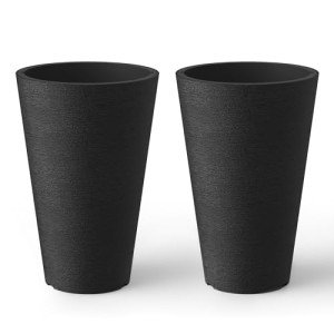 Kante Set of 2 Tall Round Planters - Black