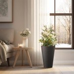 Kante Set of 2 Tall Round Planters - Black