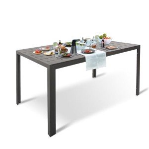 55” Weather-Resistant Outdoor Dining Table for 6
