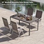 55” Weather-Resistant Outdoor Dining Table for 6