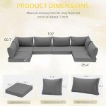 HOMREST 14-Piece Outdoor Sofa Cushion Set - Gray