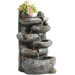 6-Tier Outdoor Cascading Rock Water Fountain