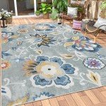 Lahome Floral Non-Slip Outdoor Patio Rug, 6x9ft