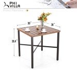 PHI VILLA 36" Square Outdoor Counter Height Table