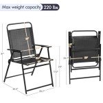Yaheetech Stackable Folding Patio Chairs Set of 4