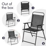 Yaheetech Stackable Folding Patio Chairs Set of 4
