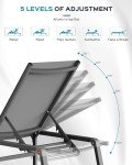 Grey Foldable Aluminum Chaise Lounge with Adjustable Backrest