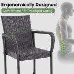 Set of 2 Dark Grey Rattan Bar Stools