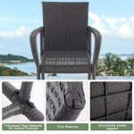 Set of 2 Dark Grey Rattan Bar Stools