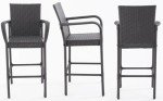 Set of 2 Dark Grey Rattan Bar Stools