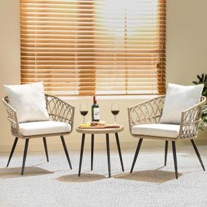 Heavy-Duty Wicker Bistro Table & Chair Set
