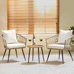 Heavy-Duty Wicker Bistro Table & Chair Set