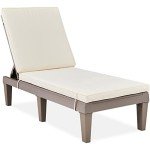 Outdoor Adjustable Lounge Chair with Cushion - Brown/Ivory