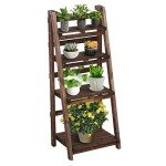 Yaheetech Foldable Wooden Plant Stand Shelf