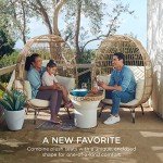 Oversized Wicker Egg Chair with Cushions - Ivory