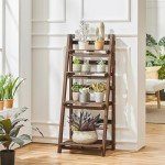 Yaheetech Foldable Wooden Plant Stand Shelf