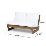 Acacia Wood Outdoor Loveseat with Cushions