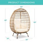 Oversized Wicker Egg Chair with Cushions - Ivory