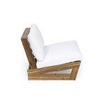 Acacia Wood Outdoor Loveseat with Cushions
