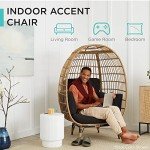Oversized Wicker Egg Chair with Cushions - Ivory