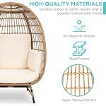 Oversized Wicker Egg Chair with Cushions - Ivory
