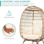 Oversized Wicker Egg Chair with Cushions - Ivory
