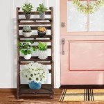 Yaheetech Foldable Wooden Plant Stand Shelf