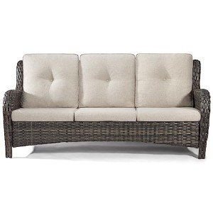Joyside 3-Seater Wicker Patio Couch with Cushions