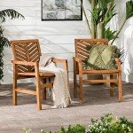Walker Edison 2-Piece Outdoor Chevron Chair Set